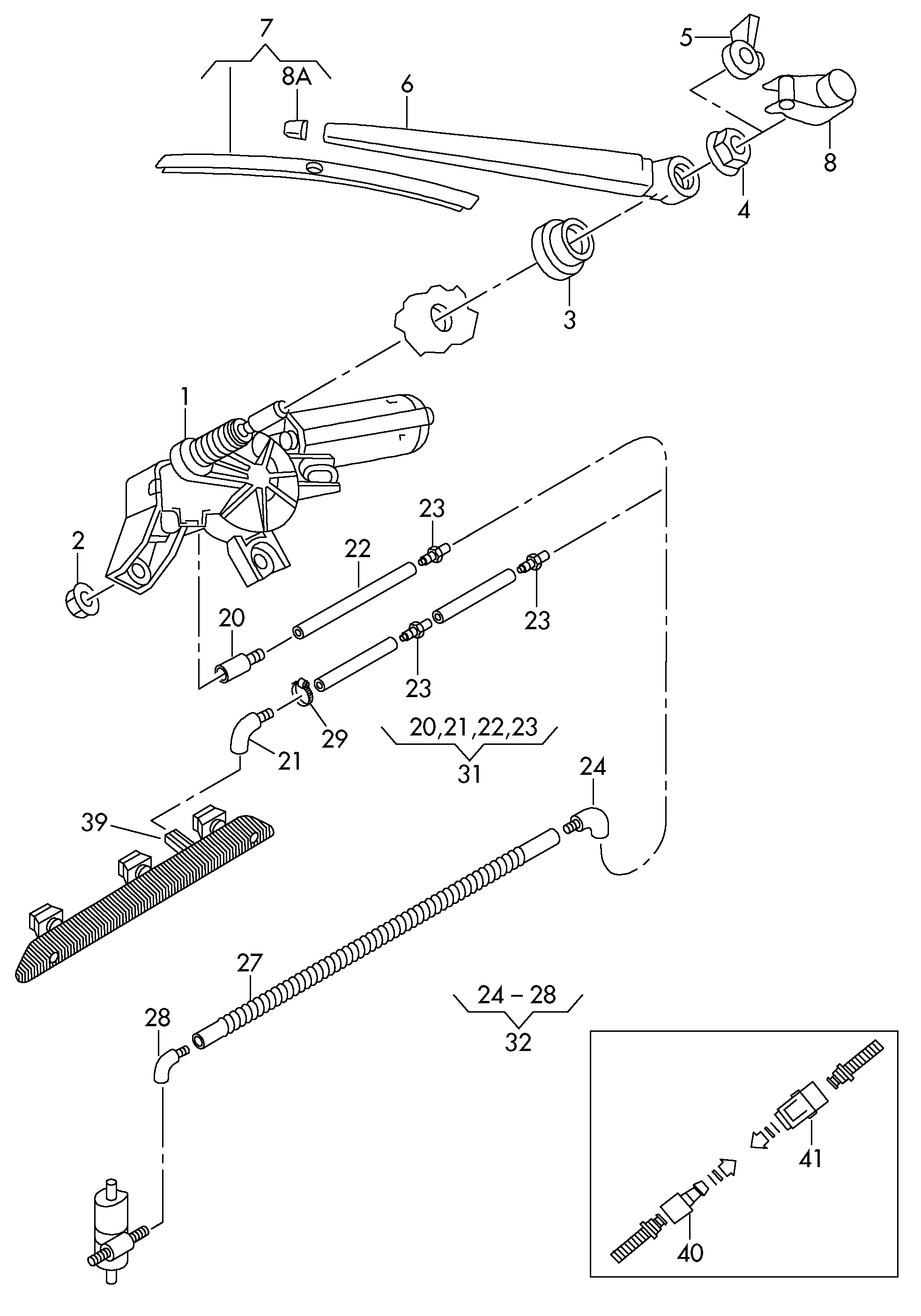 Seat 1Z5 955 435 A - Stikla tīrītāju sviru kompl., Stiklu tīrīšanas sistēma www.autospares.lv