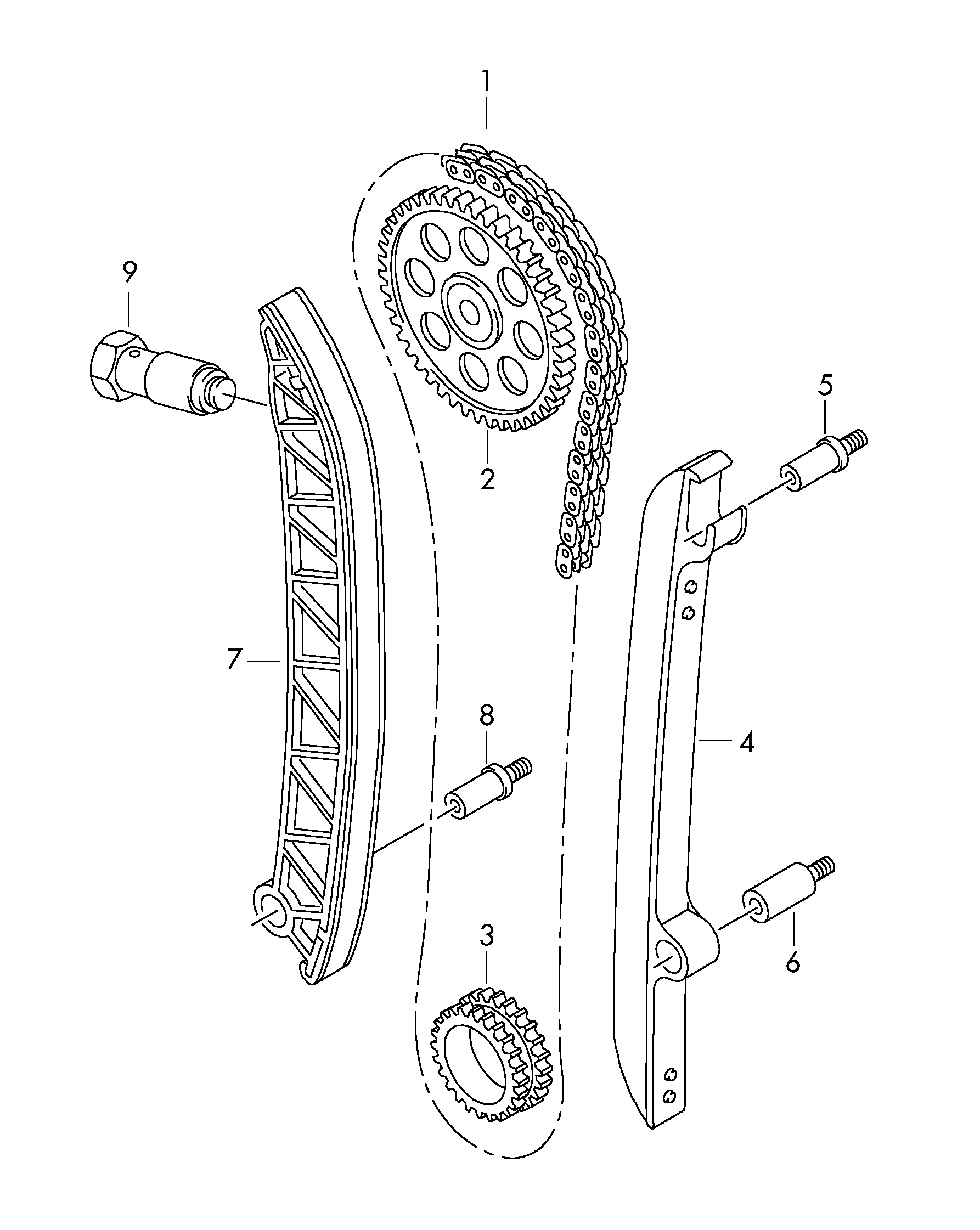 Seat 03F 109 509 F - Mierinātājsliede, GSM piedziņas ķēde autospares.lv