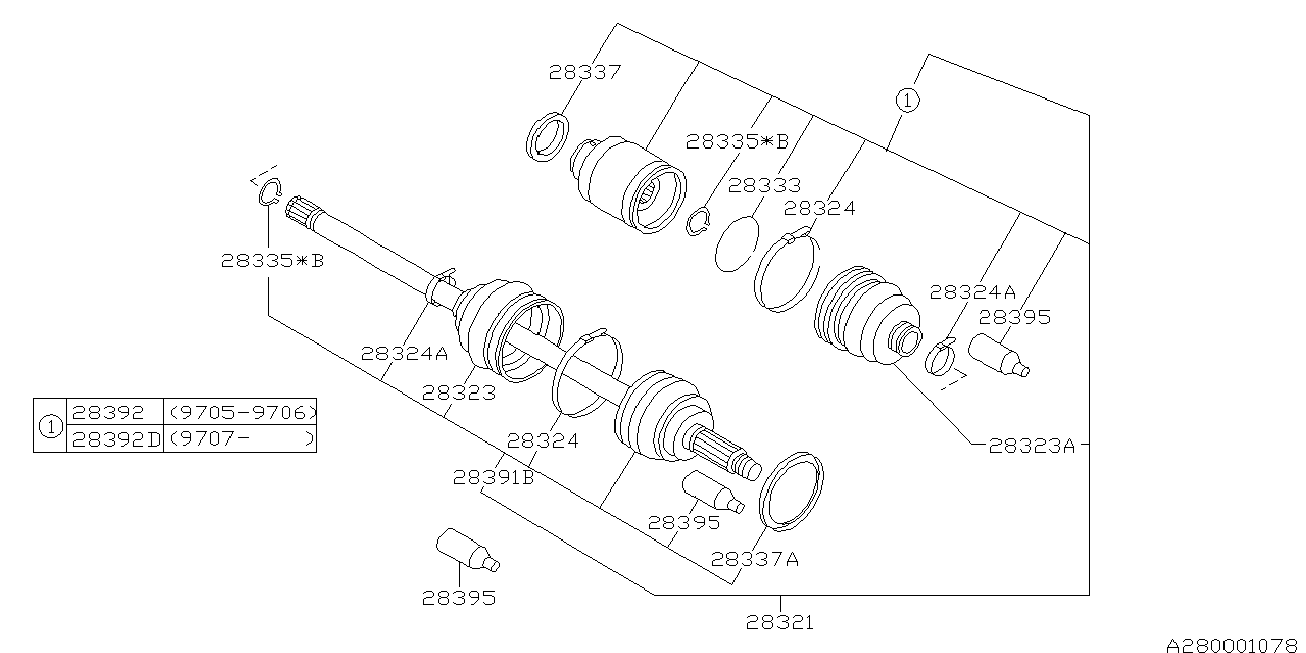 Subaru 28091-AC050 - Шарнирный комплект, ШРУС, приводной вал www.autospares.lv