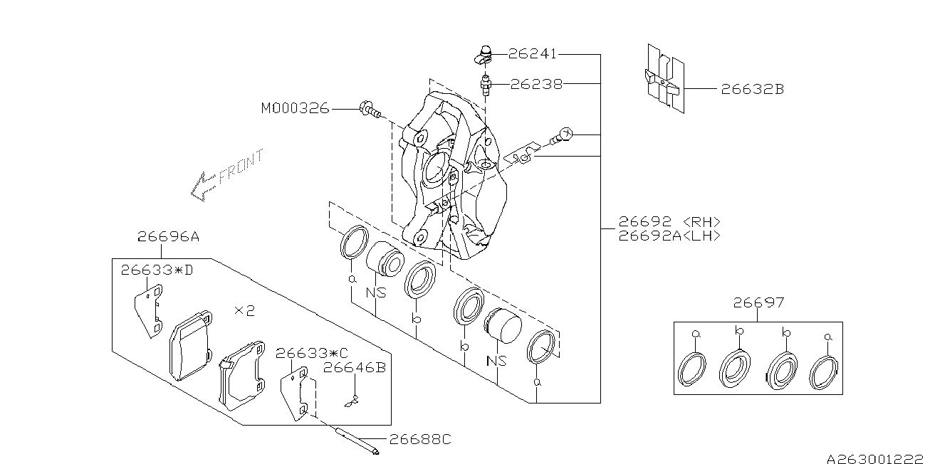 Subaru 26696FG000 - Bremžu uzliku kompl., Disku bremzes autospares.lv