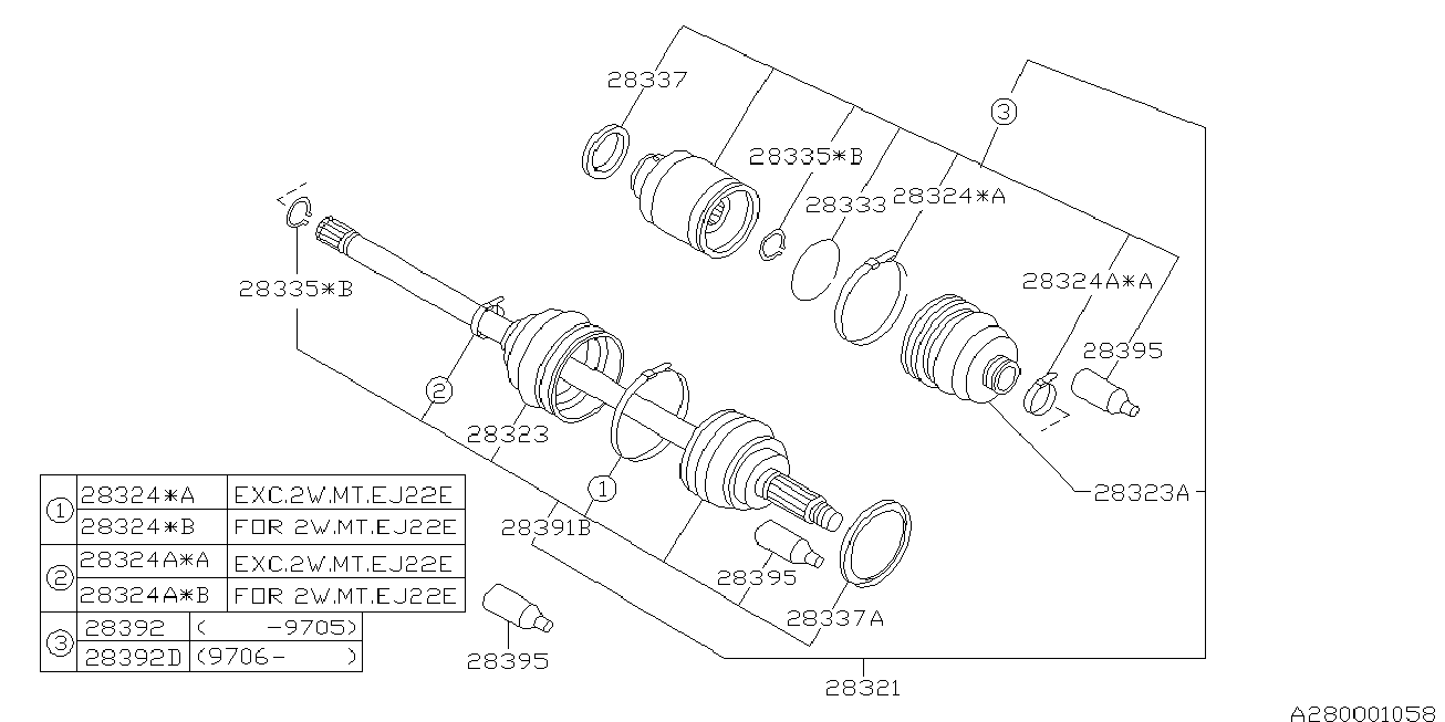 Subaru 28021AC150 - Шарнирный комплект, ШРУС, приводной вал www.autospares.lv