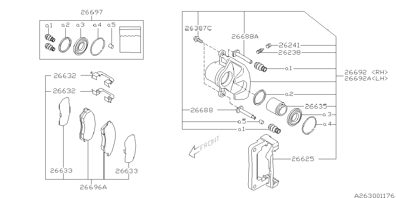 Subaru 26692-AE041 - Bremžu suports autospares.lv