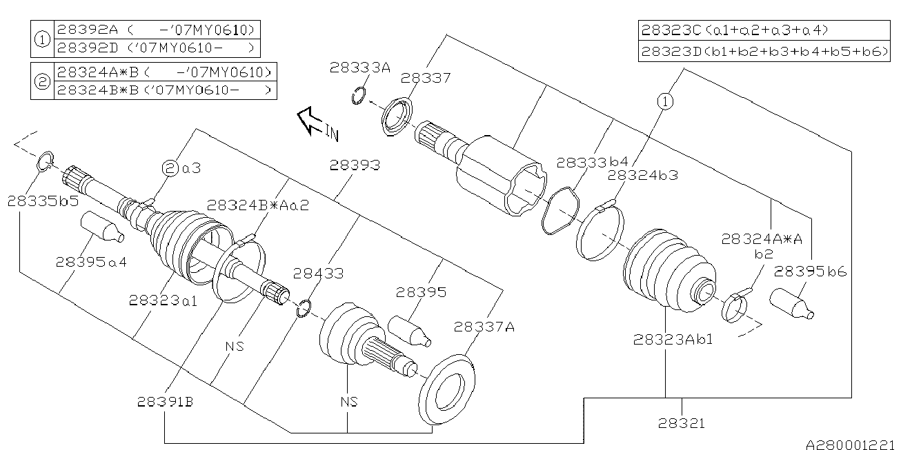 Subaru 28321-XA00B - Šarnīru komplekts, Piedziņas vārpsta www.autospares.lv