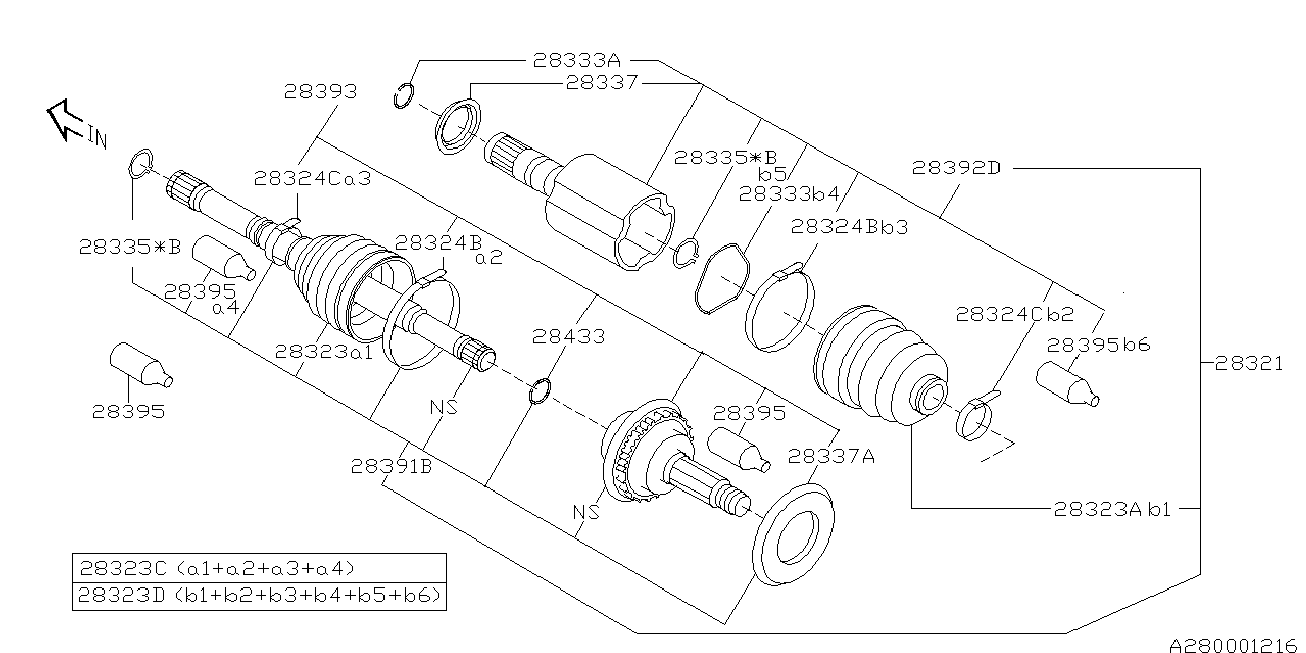 Subaru 28392-AG000 - Šarnīru komplekts, Piedziņas vārpsta www.autospares.lv