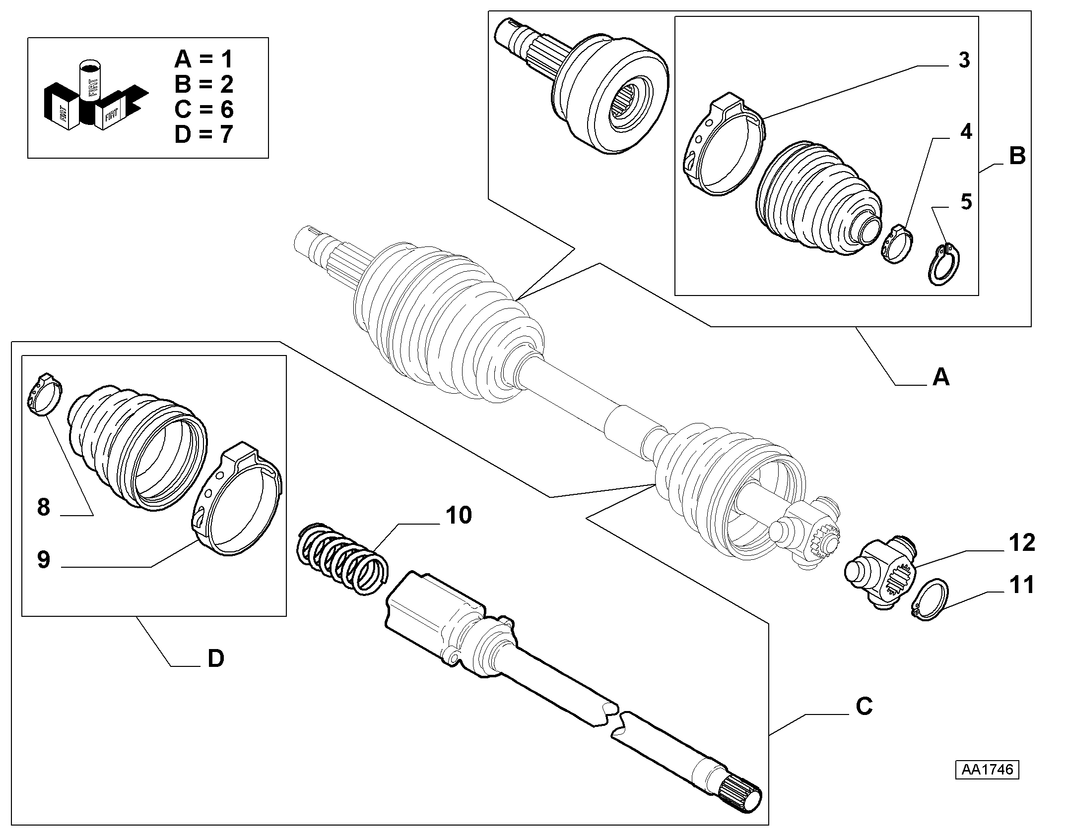 FIAT 71771174 - Šarnīru komplekts, Piedziņas vārpsta autospares.lv