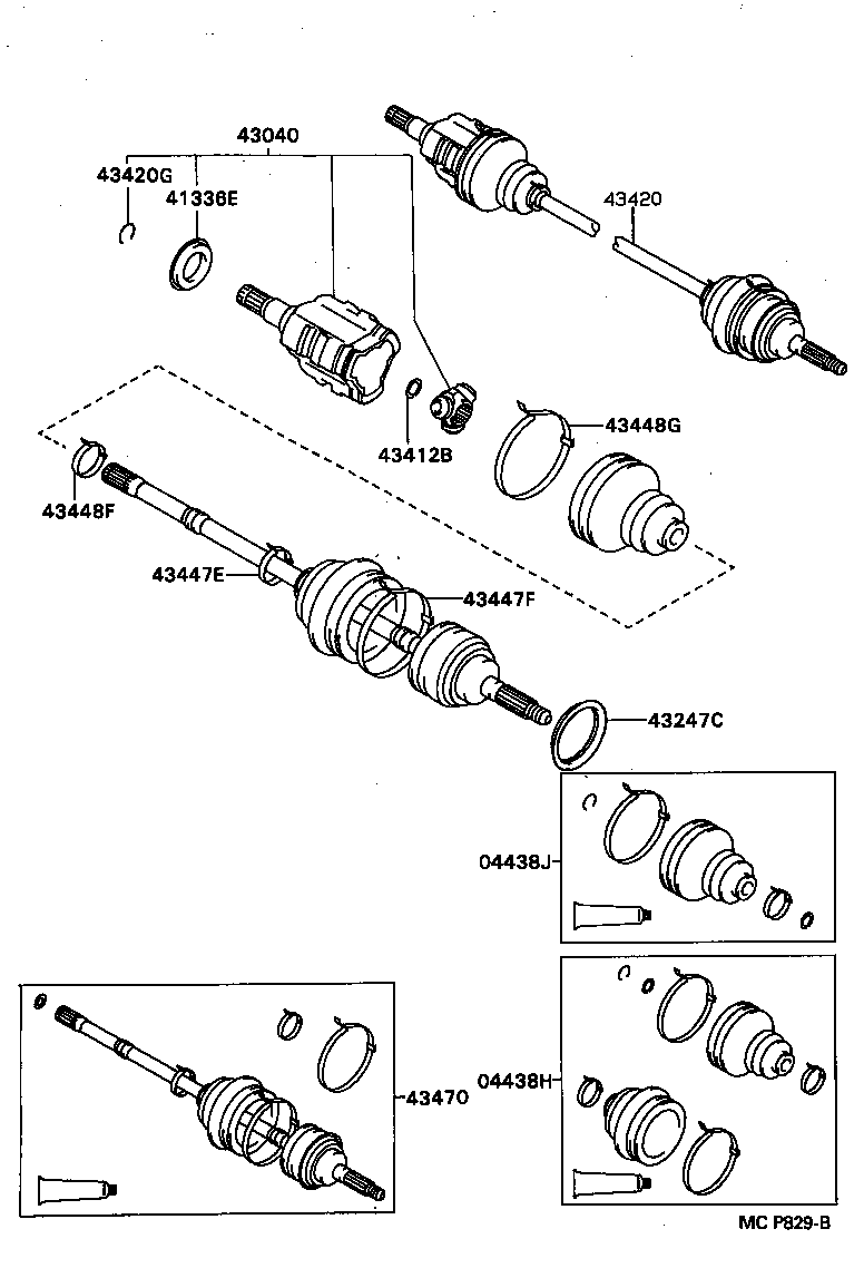 TOYOTA 43420-20121 - Šarnīru komplekts, Piedziņas vārpsta autospares.lv