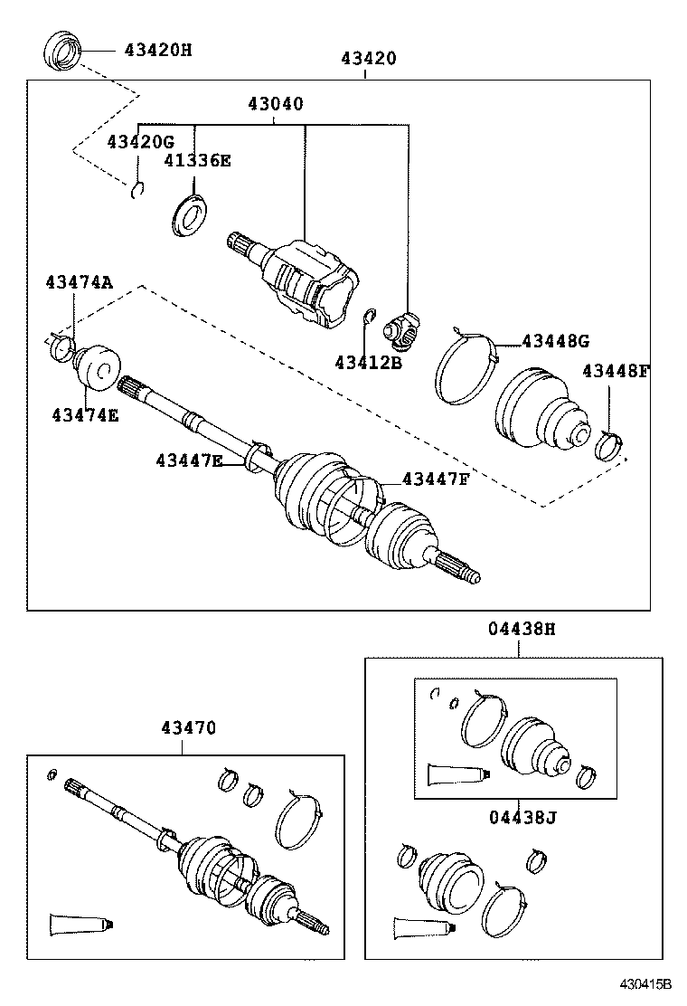 TOYOTA 43470-09550 - Šarnīru komplekts, Piedziņas vārpsta autospares.lv