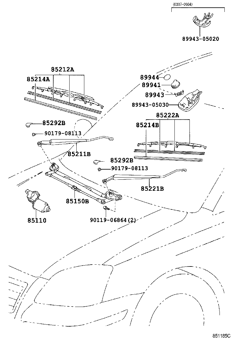 TOYOTA 85212-05081 - Stikla tīrītāja slotiņa autospares.lv