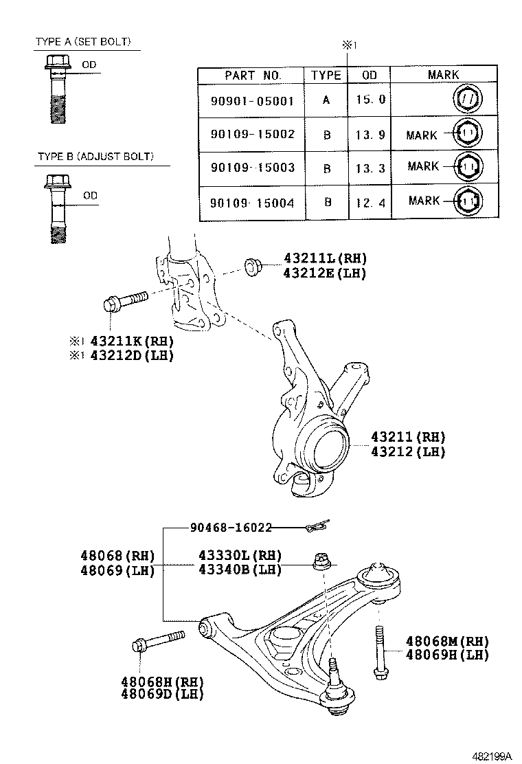 TOYOTA 48068-09041 - Neatkarīgās balstiekārtas svira, Riteņa piekare autospares.lv