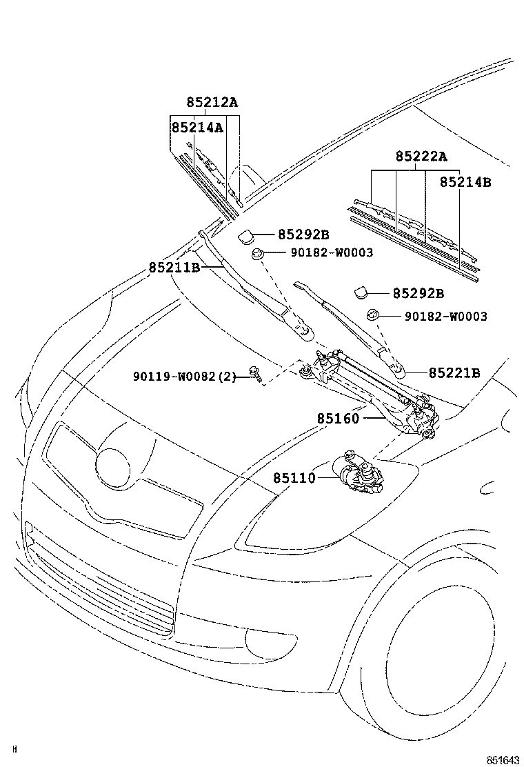 TOYOTA 852120D061 - Stikla tīrītāja slotiņa autospares.lv