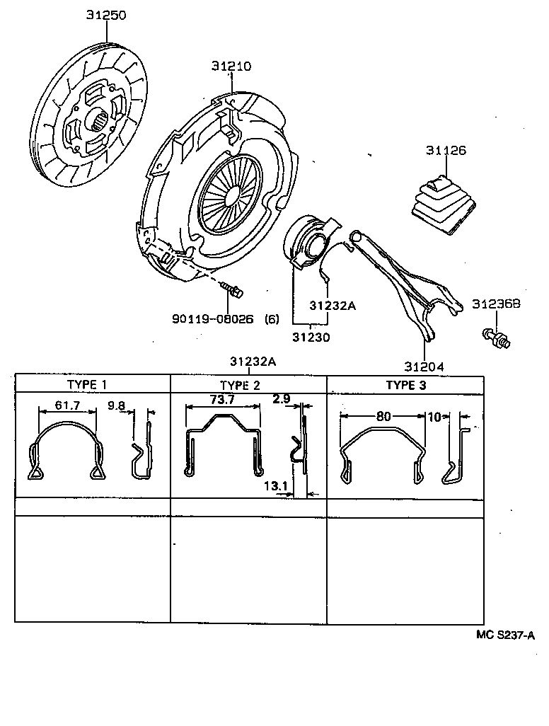 TOYOTA 31210-05021 - Sajūga piespiedējdisks autospares.lv