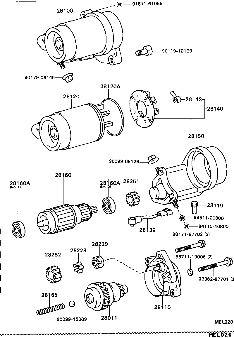 TOYOTA 2801164010 - Zobrats, Starteris autospares.lv