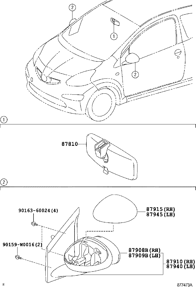 TOYOTA 87940-0H010 - Ārējais atpakaļskata spogulis autospares.lv