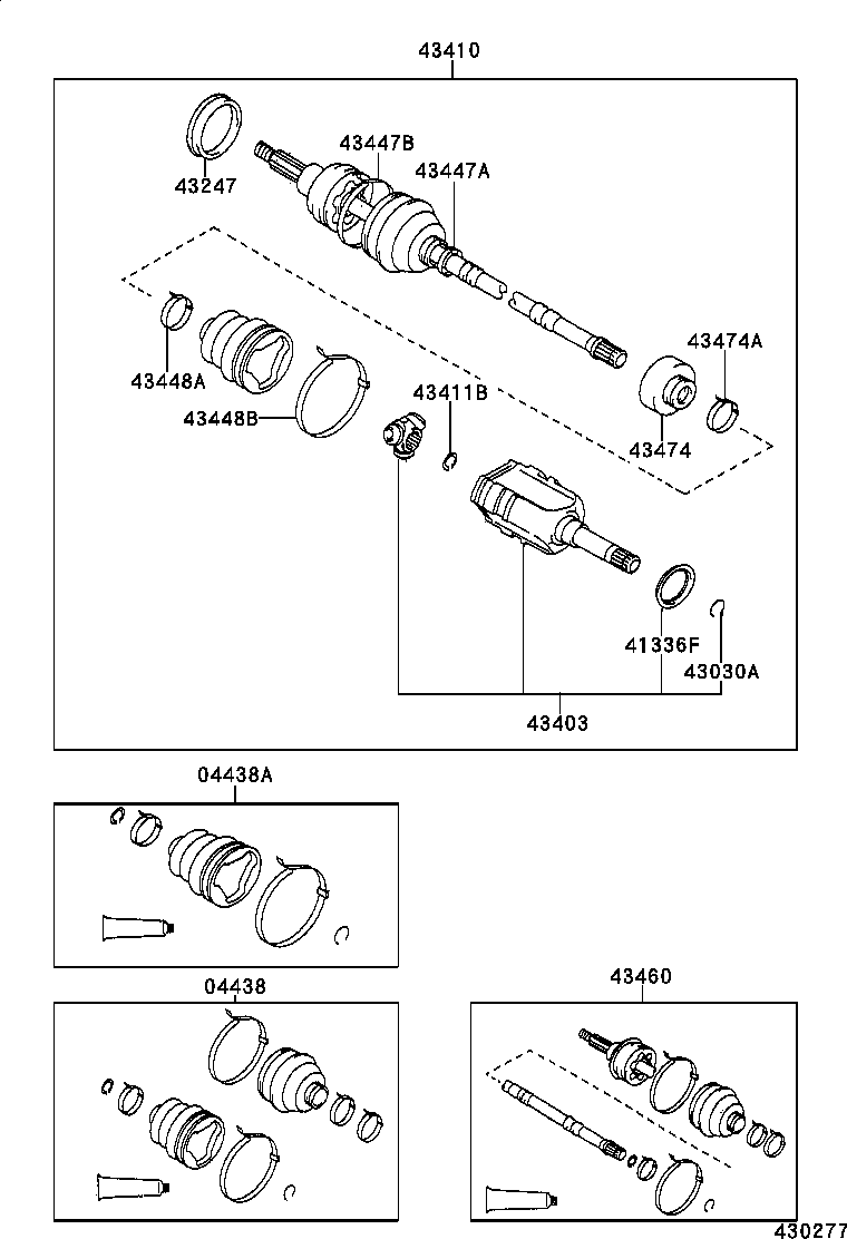 TOYOTA 43460-19436 - Šarnīru komplekts, Piedziņas vārpsta autospares.lv