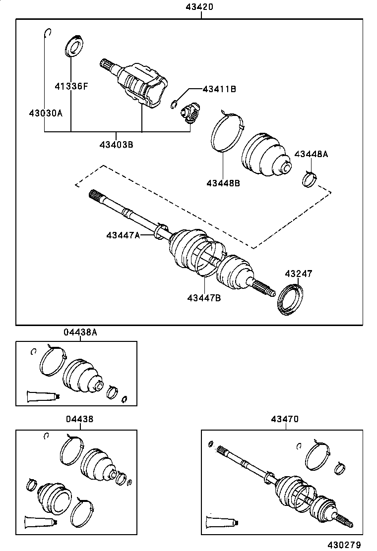 TOYOTA 43403-10010 - Šarnīru komplekts, Piedziņas vārpsta autospares.lv