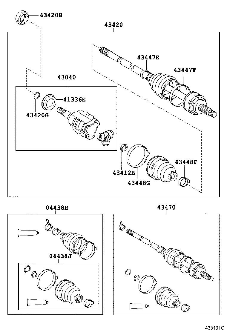 TOYOTA 43040-05150 - Šarnīru komplekts, Piedziņas vārpsta autospares.lv