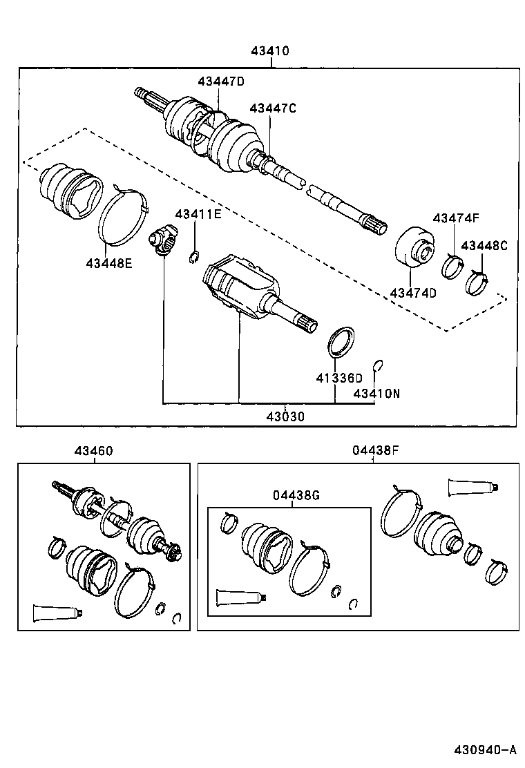 TOYOTA 43460-09601 - Šarnīru komplekts, Piedziņas vārpsta autospares.lv