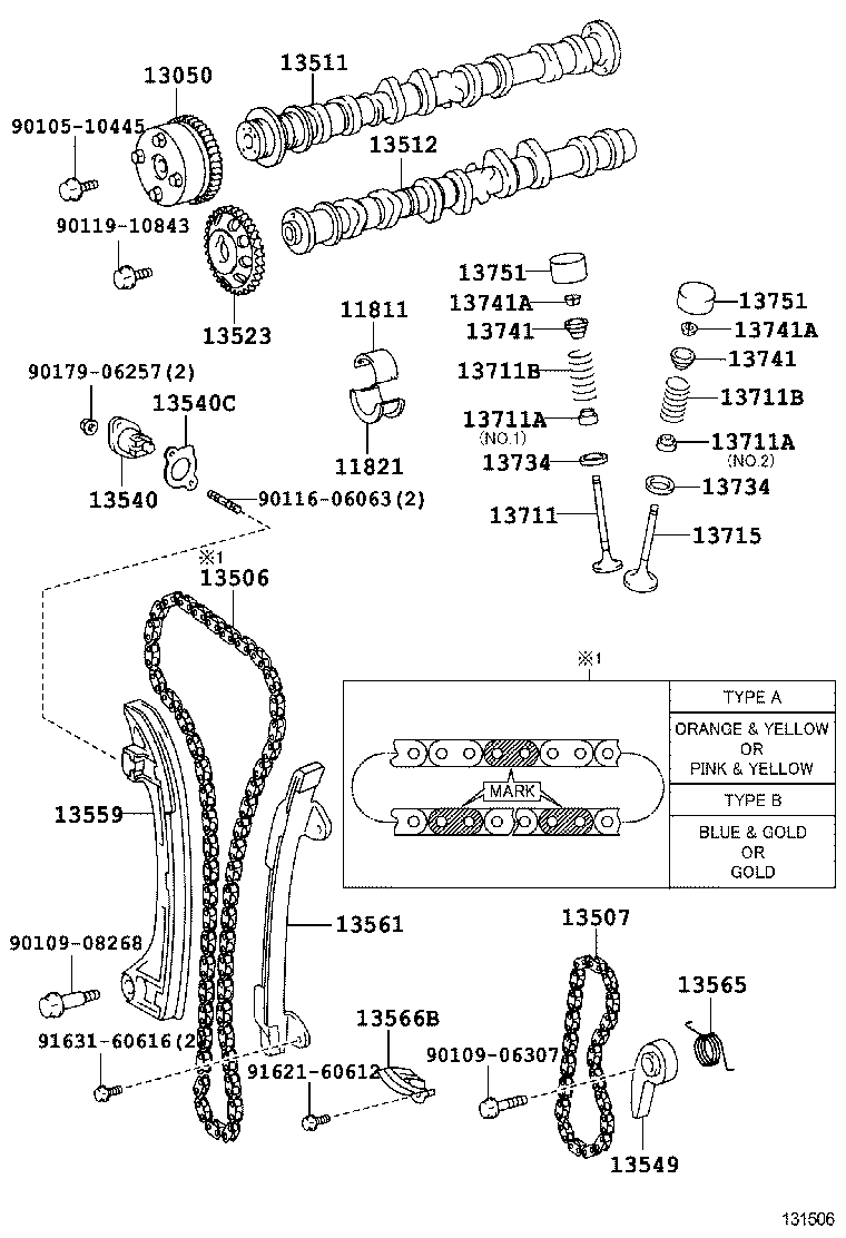 TOYOTA 13549-28011 - Sadales vārpstas piedziņas ķēdes komplekts autospares.lv