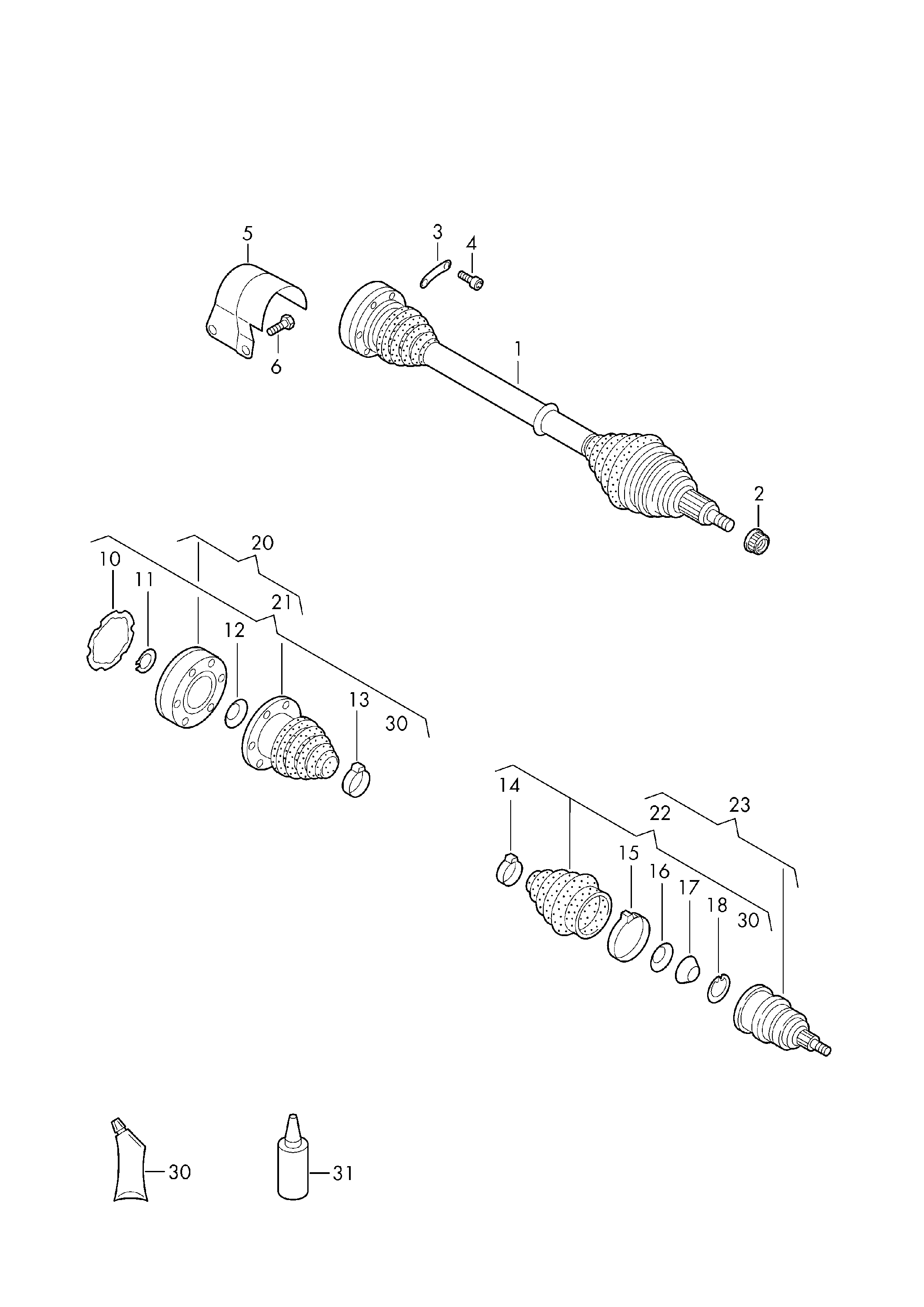 VW 1J0 498 099 A - Joint Kit, drive shaft www.autospares.lv