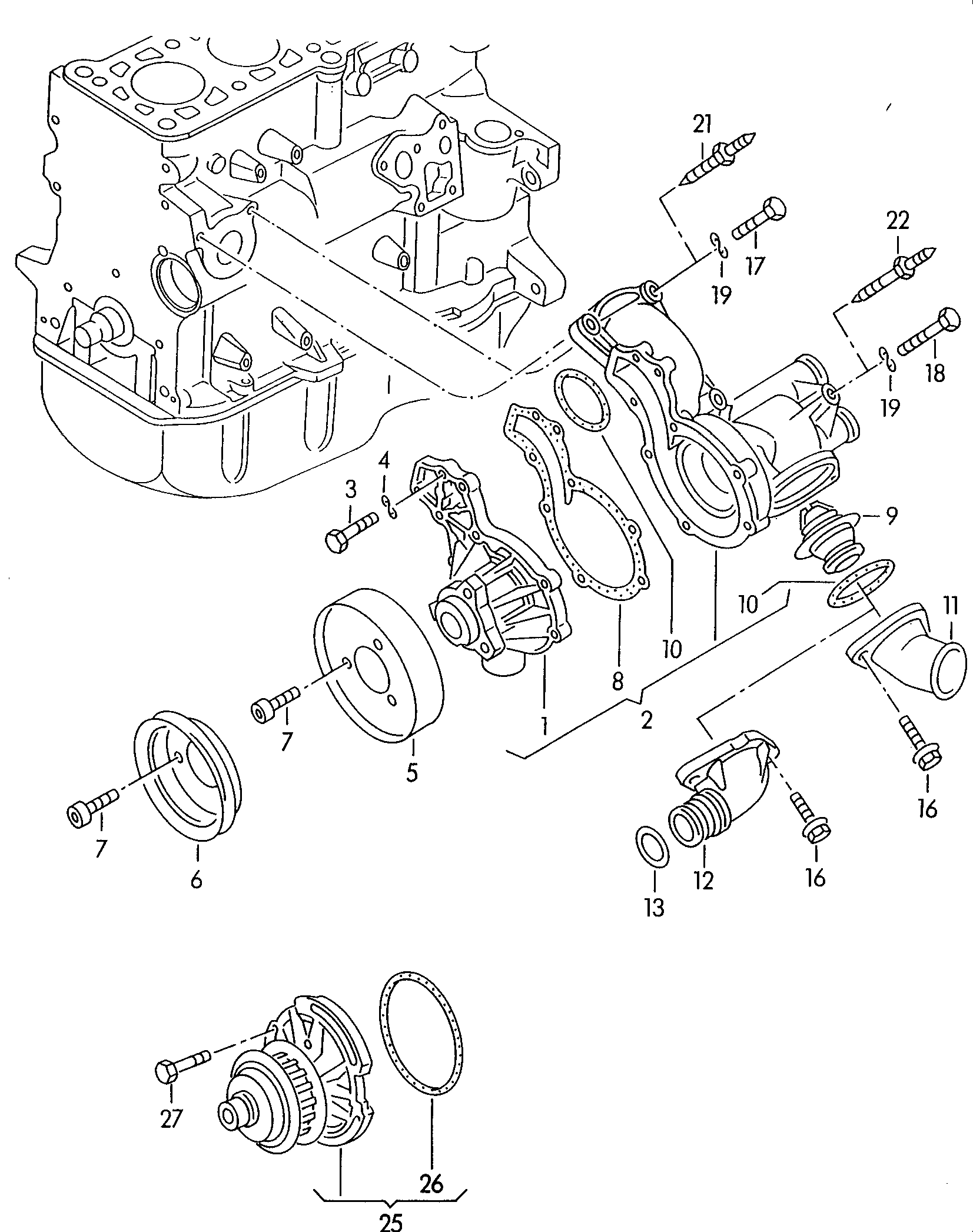 AUDI 037 121 113 - Термостат охлаждающей жидкости / корпус www.autospares.lv