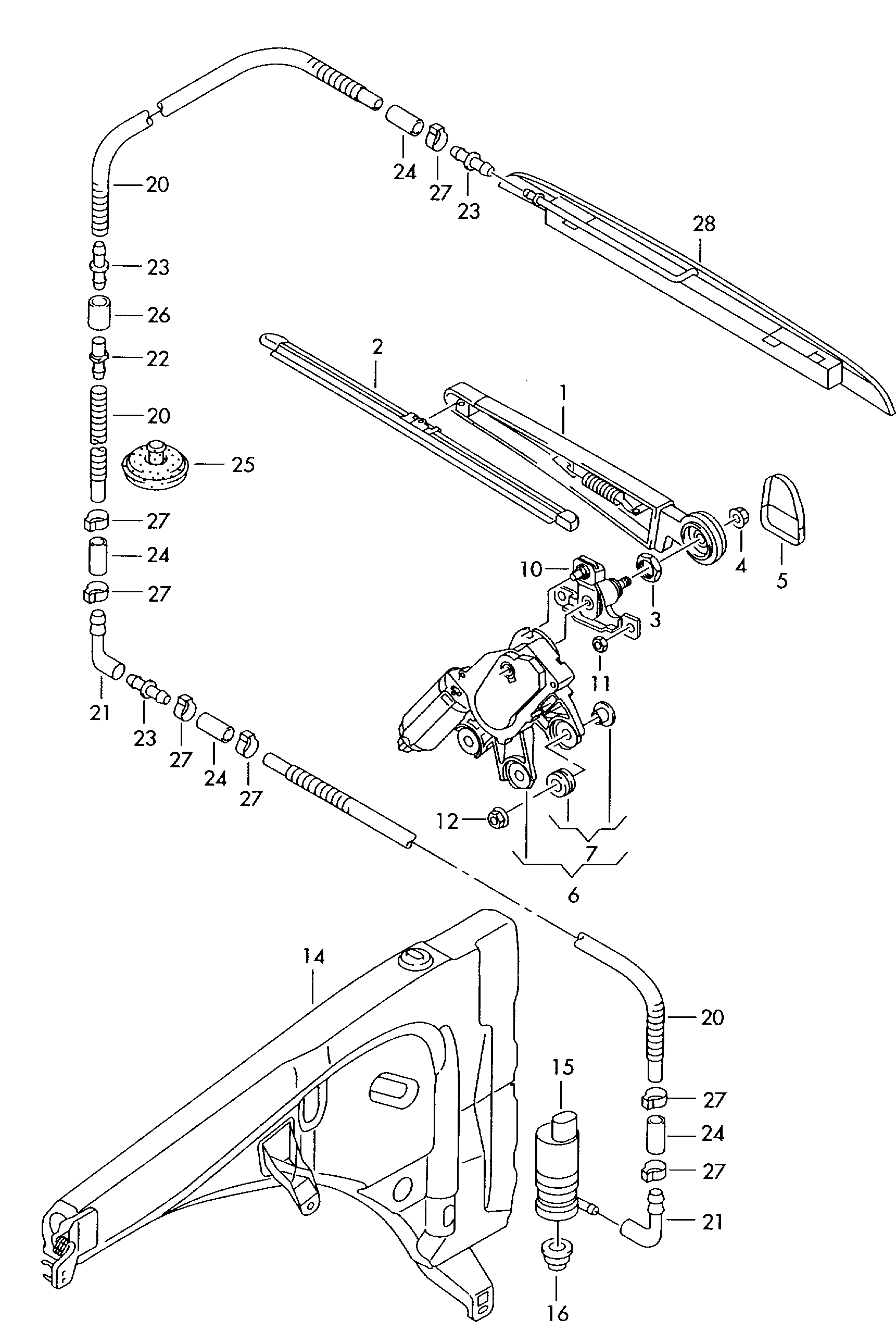 VAG 7L6 955 425 - Stikla tīrītāju sviru kompl., Stiklu tīrīšanas sistēma autospares.lv