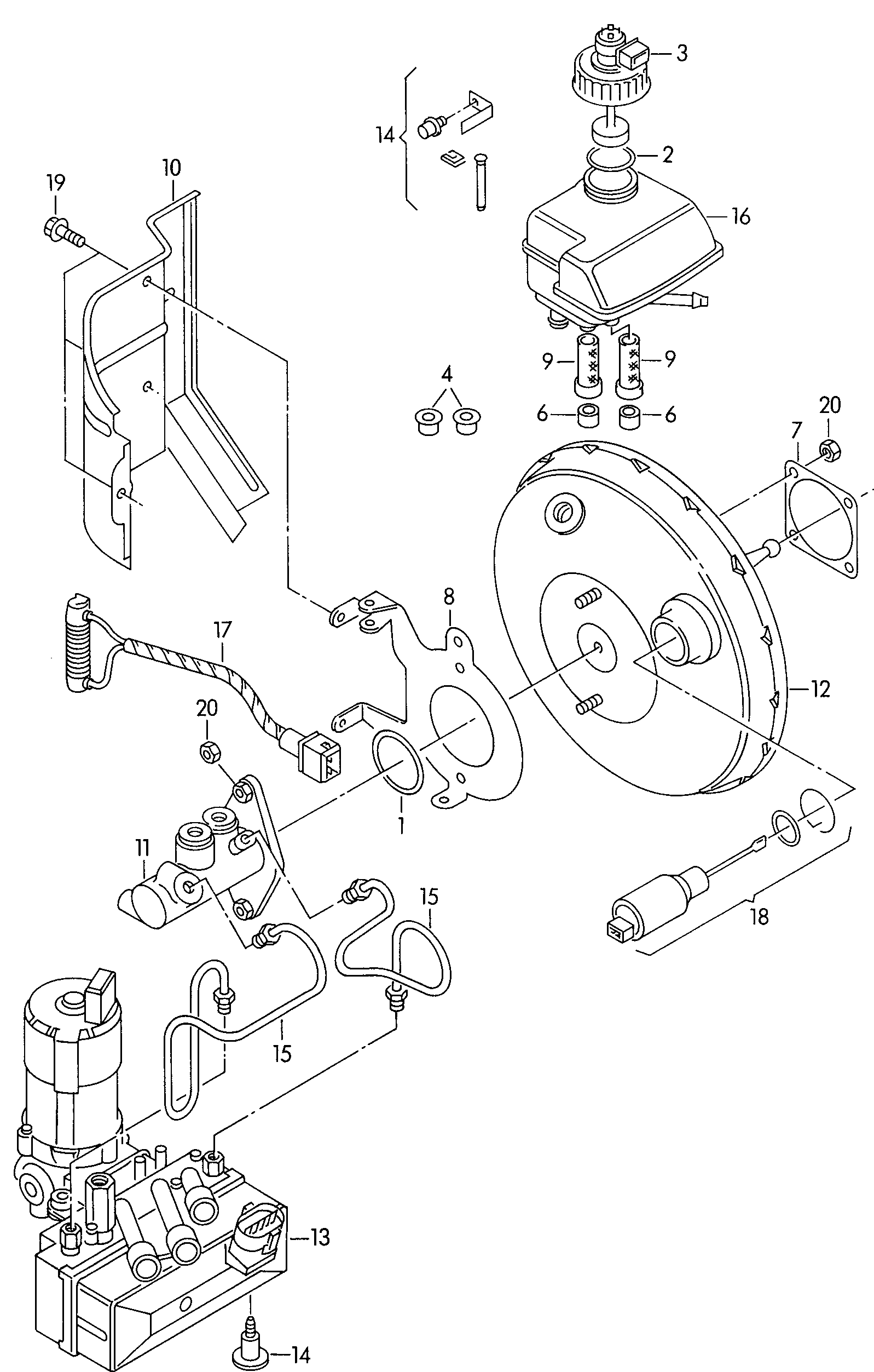 Skoda 1H1698019A - Brake master cylinder with assembly parts www.autospares.lv