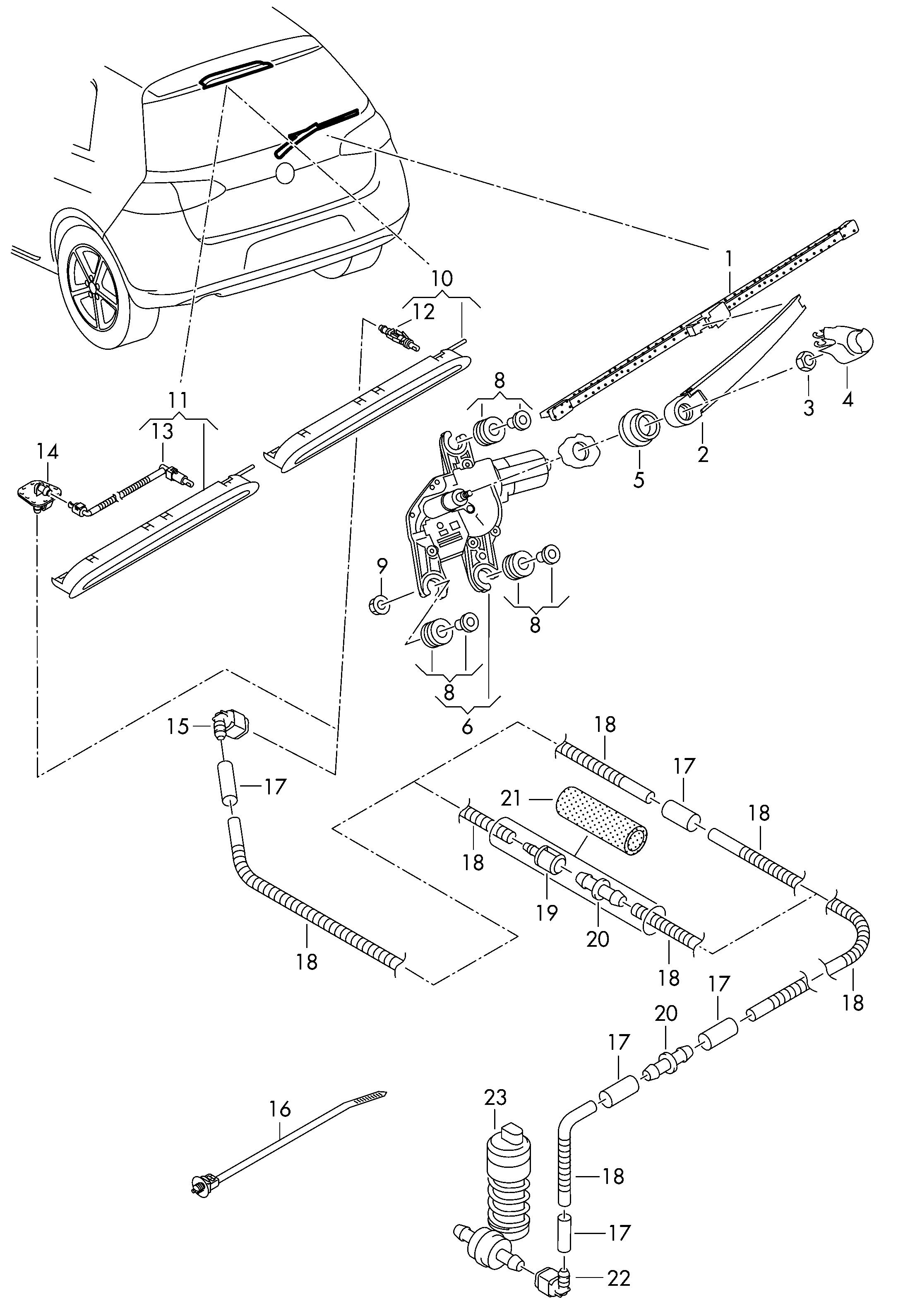 VAG 6R6 955 707 B - Stikla tīrītāja svira, Stiklu tīrīšanas sistēma autospares.lv