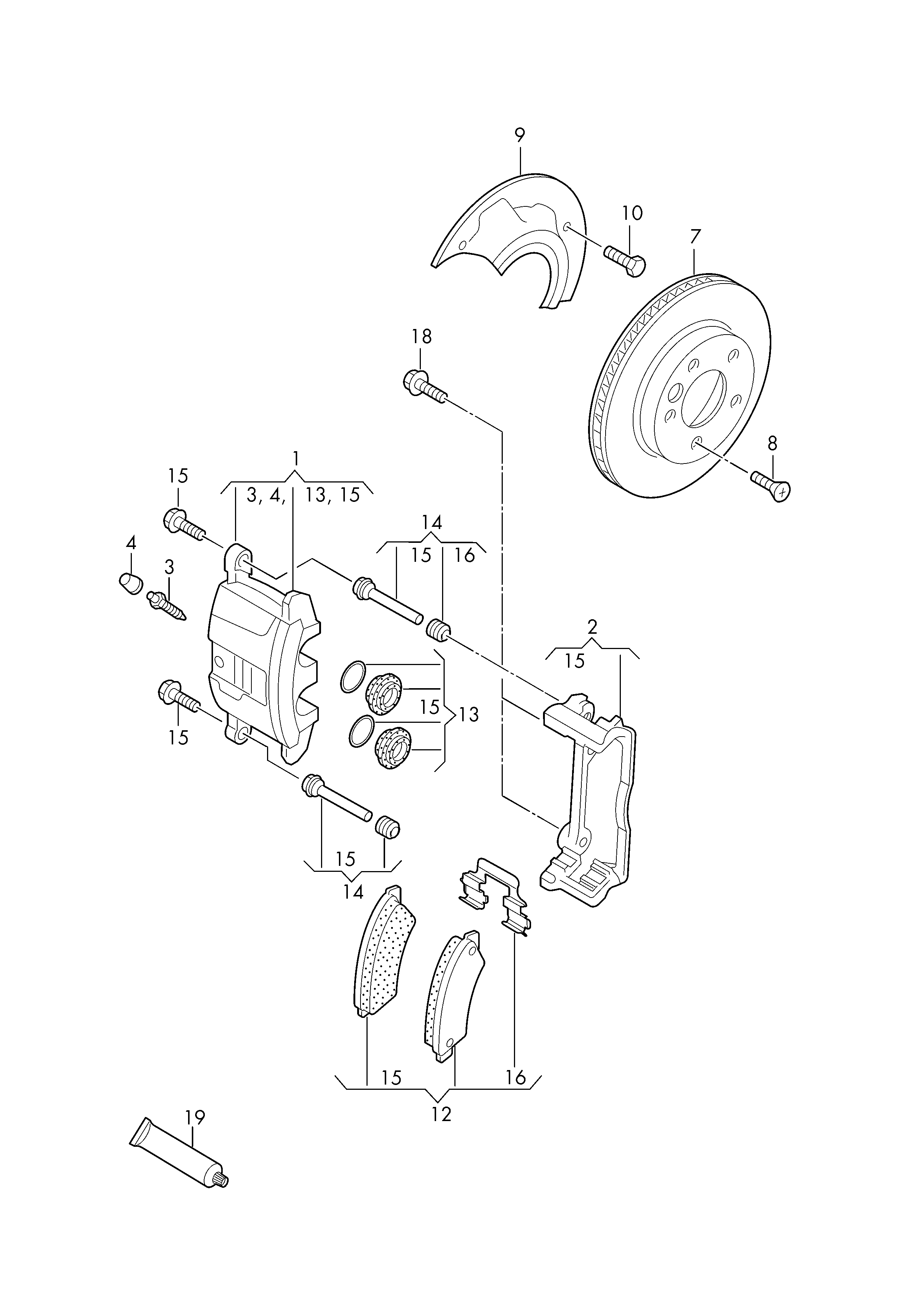 AUDI 2H0698295A - 1 set fixing parts for disc brake pads www.autospares.lv