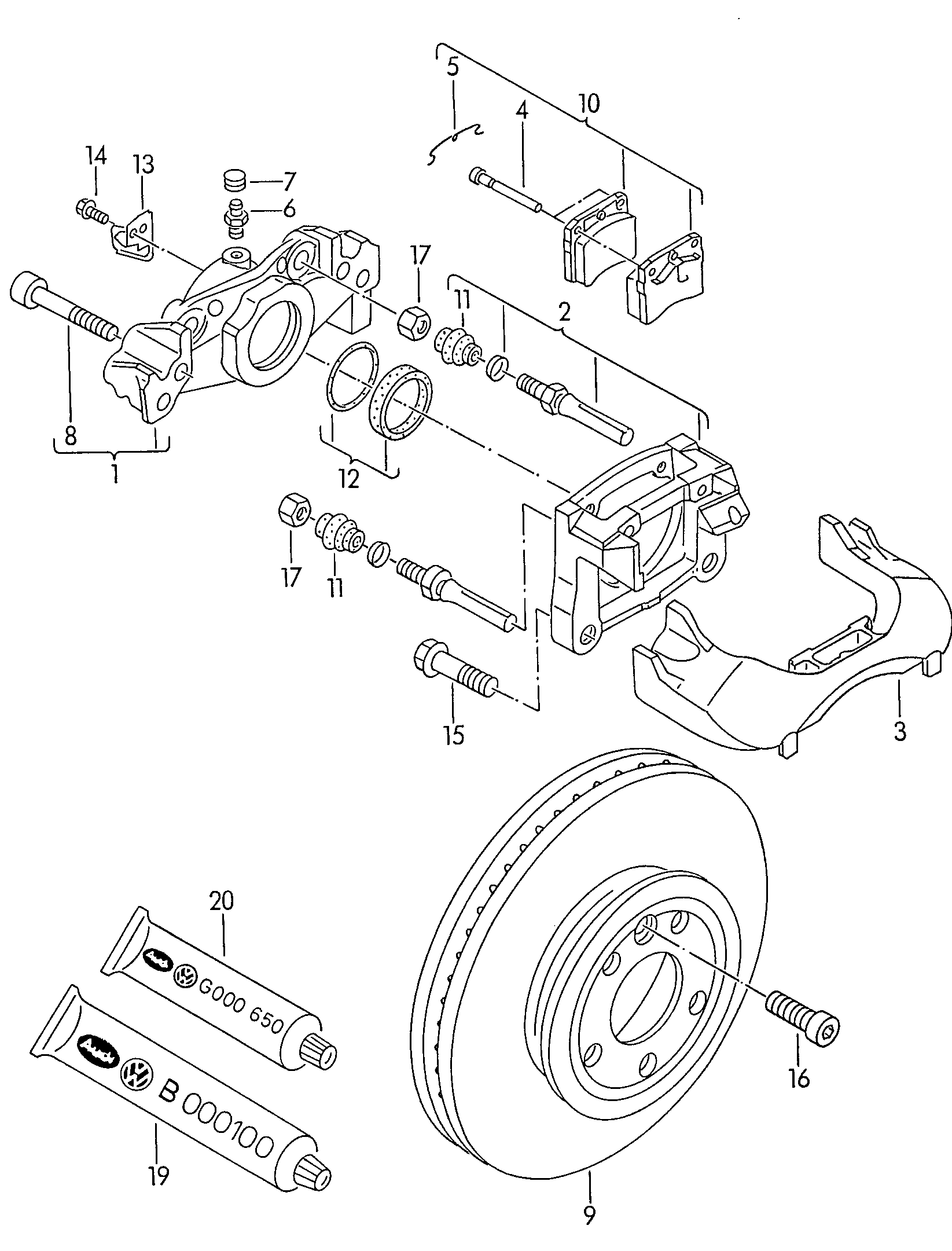 VAG 701 698 151 H - Bremžu uzliku kompl., Disku bremzes autospares.lv